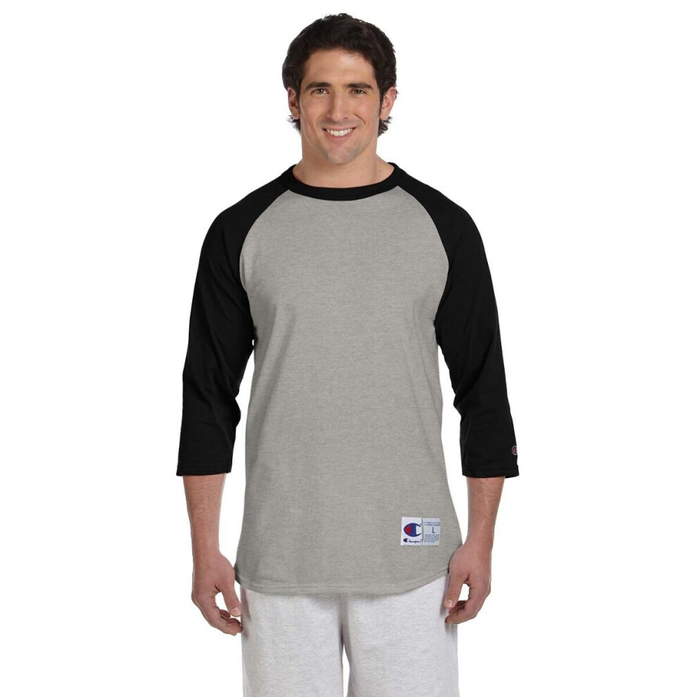 Champion Herren Raglan Baseball T-Shirt Oxford Grau/Schwarz Gr E L-image