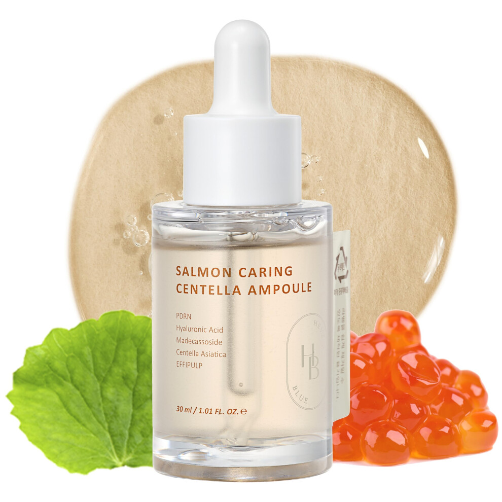 Heveblue Salmon Caring Centella Ampoule - Pdrn Egg Extract Centella Madecassoside Calming Soothing Restore And Rejuvenate Damaged