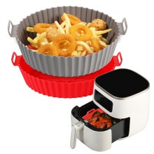 Foopama Silicone Liners Pot 2 Pcs Reusable Non-Stick Air Fryer Basket Bowl Fit 3-5QT Baking Replacement of Flammable Parchment Paper(Round 6.5 Inch)
