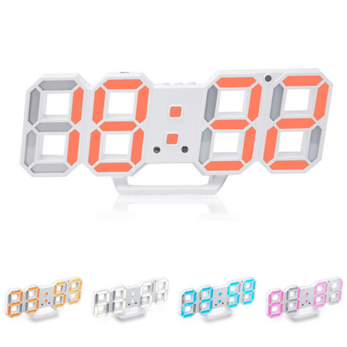 (White) Creative USB Charging 3D Digits Display Adjustable Brightness Alarm Clock