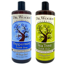 Dr Woods Peppermint Tea Tree Vloeibare castillezeep met biologische Shea Butter-vari?eit 2-pack