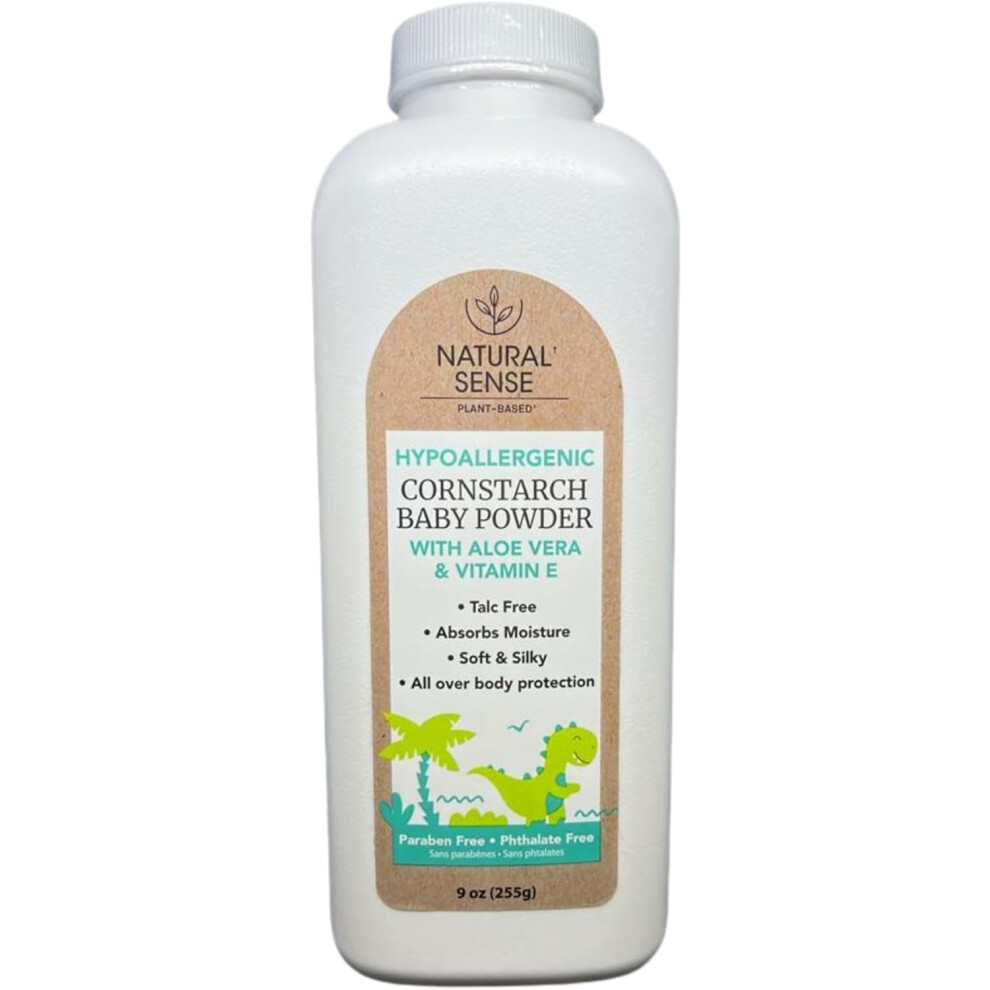 F?S??? A?S??S? Natural Sense Plant-Based Hypoallergenic Cornstarch Baby Powder With Aloe Vera & Vitamin E 9Oz