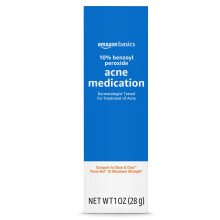Amazon Basics 10% Benzoyl Peroxide Acne Medication  Maximum Strength  1 Fluid Ounce Face Gel