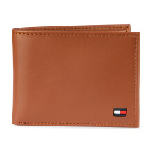 Tommy Hilfiger mens Slim Leather Passcase Wallet With Removable ID Window British Tan