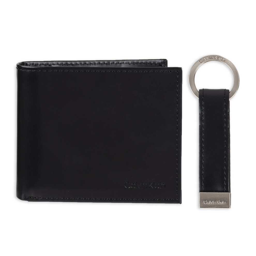 Calvin Klein Men's Wallet Sets-Minimalist Bifold And Card Cases, Black Coin Pocket, One Size-image