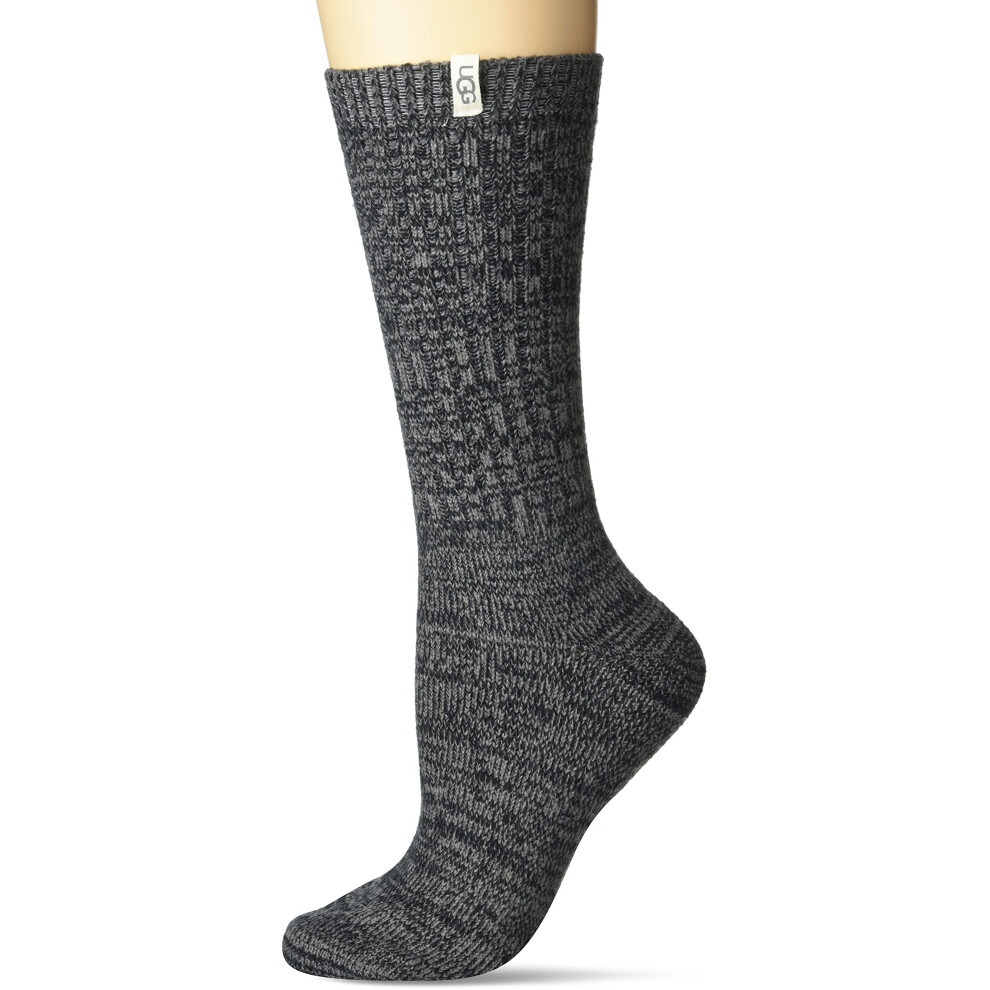 Ugg Womens Rib Knit Slouchy Crew Sock Grey Black One Size Black,Grey