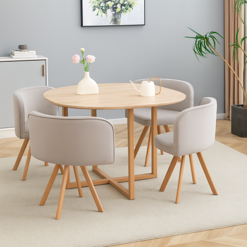 Space Saving Dining Table with 4 Velvet Chairs 1