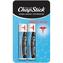 Tubos de bálsamo labial medicado ChapStick Classic, tratamiento para labios agrietados y protector de la piel - 0.15 oz (paquete de 2)
