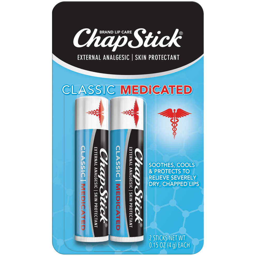 Bã¡Lsamo Labial Chapstick Classic Medicated Lip Balm Tubes, Chapped Lips Treatment & Skin Protectant, 0.15 Oz X2, Camphor/Menthol/Phenol - F00573072070