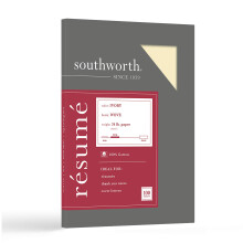 Southworth 100% katoen CV-papier 8 1/2"""" x 11"""" 24 lb 100% gerecycled ivoor Pak van 100