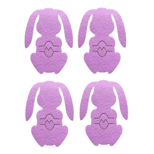 (Pink) 4pcs Easter Bunny Cutlery Storage Bag Pocket Spoon Fork Knife Cutlery Holder