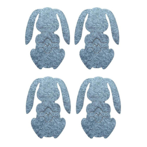 (Gray) 4pcs Easter Bunny Cutlery Storage Bag Pocket Spoon Fork Knife Cutlery Holder