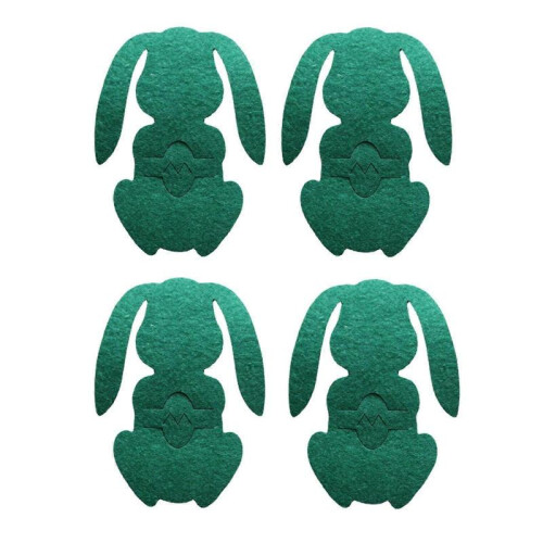 (Green) 4pcs Easter Bunny Cutlery Storage Bag Pocket Spoon Fork Knife Cutlery Holder