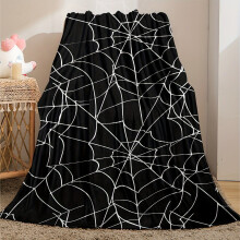 Sehr weiche 3D-Flanelldecke mit Spinnennetz für Halloween, 100 x 150 cm