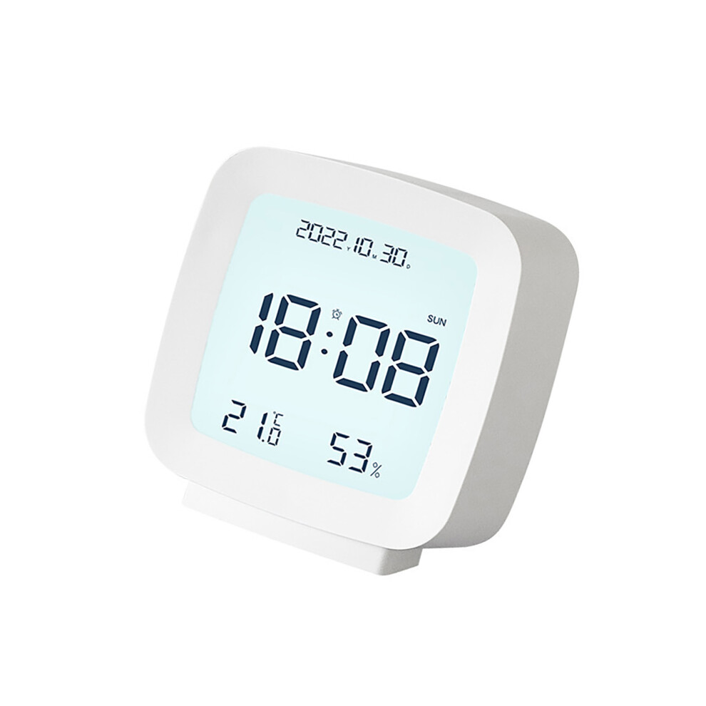 Kids Digital Alarm Clock With Temperature & Humidity Display, White