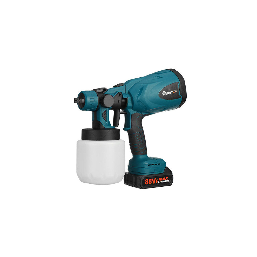 (Two Batteries, Eu Plug) 1300W 25000Rpm Cordless Paint Sprayer Spray Guns With Nozzles 800Ml Pot 1138392114421