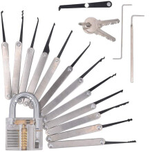 (Lock Pick gun) 19 Pcs Stainless Steel Lock Set Gift Kits Lock Repair Sets for Door Lock