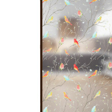 (45*100cm) 3D Matte Window Sticker Colorful Bird Non-adhesive Frosted Glass Static Cling Stained Sticker