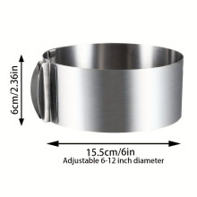 Einstellbare Edelstahl Kuchen Ring Form Höhe 6cm 6-12 Zoll Teleskop Kuchen Form