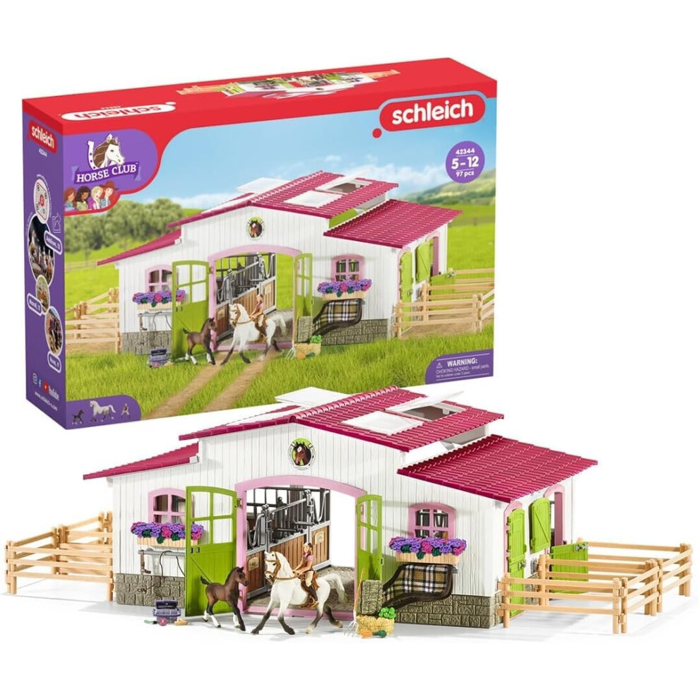 Schleich Horse Club Gifts for Girls and Boys Riding Center with Rider and Toys Stable Set with 97 pieces