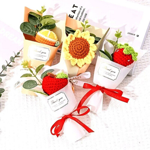 Mini-Obst und Blume als Geschenk, Kleine rote Blume