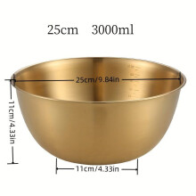 Lebensmittelechte Edelstahl-Rührschüssel 25 cm gold
