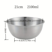Lebensmittelechte Edelstahl-Rührschüssel 21cm grau