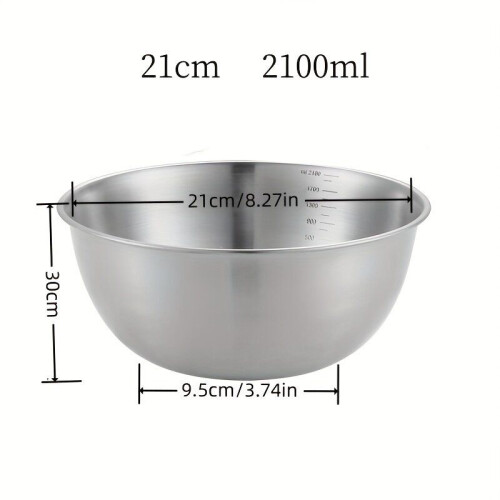 Lebensmittelechte Edelstahl-Rührschüssel 21cm grau
