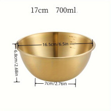 Lebensmittelechte Edelstahl-Rührschüssel 17 cm gold