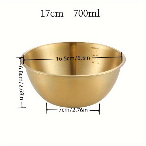 Lebensmittelechte Edelstahl-Rührschüssel 17 cm gold