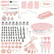 Backzubehör: 137-teiliges Kuchen- und Tortenset, Macaron Pink-137-teilig