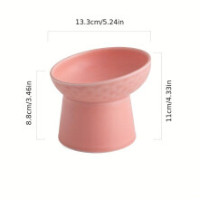 Erhöhter Katzenteller aus Keramik zum Schutz des Halses, rosa erhöhter Napf