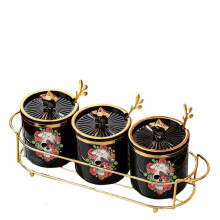 Halloween Frühstückstablett-Set mit 3 Tellern, schwarz