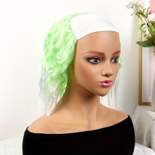 Funka Grüne gewellte Anime-Cosplay-Perücke – klebefreies Polyester, Handwäsche für Halloween &