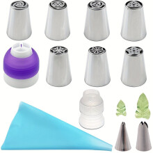 Das ultimative Kuchendekorationsset – Edelstahlspitzen, Beutel, 12-teiliges Set-A