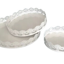 Elegante Tortenteller aus goldener Spitze für Hochzeiten, Weiß