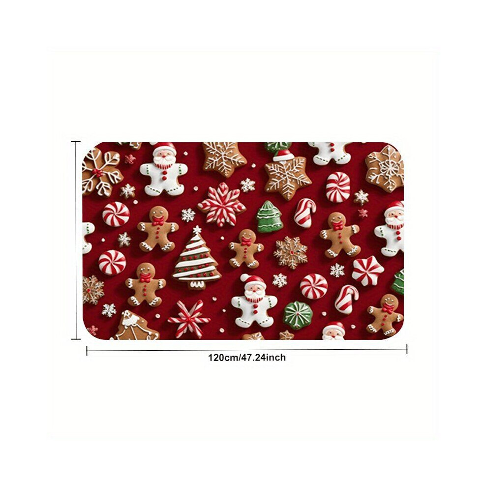 Tapis de salle de bain en polyester motif poivre et flocon de neige de Noël, 80*120