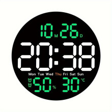 Grande horloge murale numérique LED 3D USB électrique, calendrier, décoration murale, Žalias