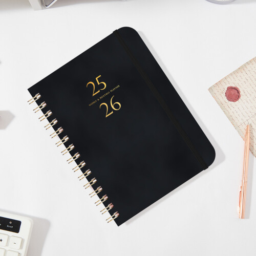 (Black) July 2025 To 2026 Schedule Planner With Date Notes