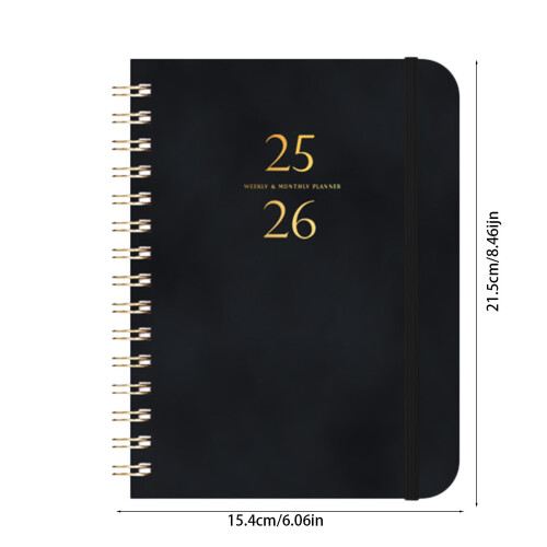 (Black) July 2025 To 2026 Schedule Planner With Date Notes 1