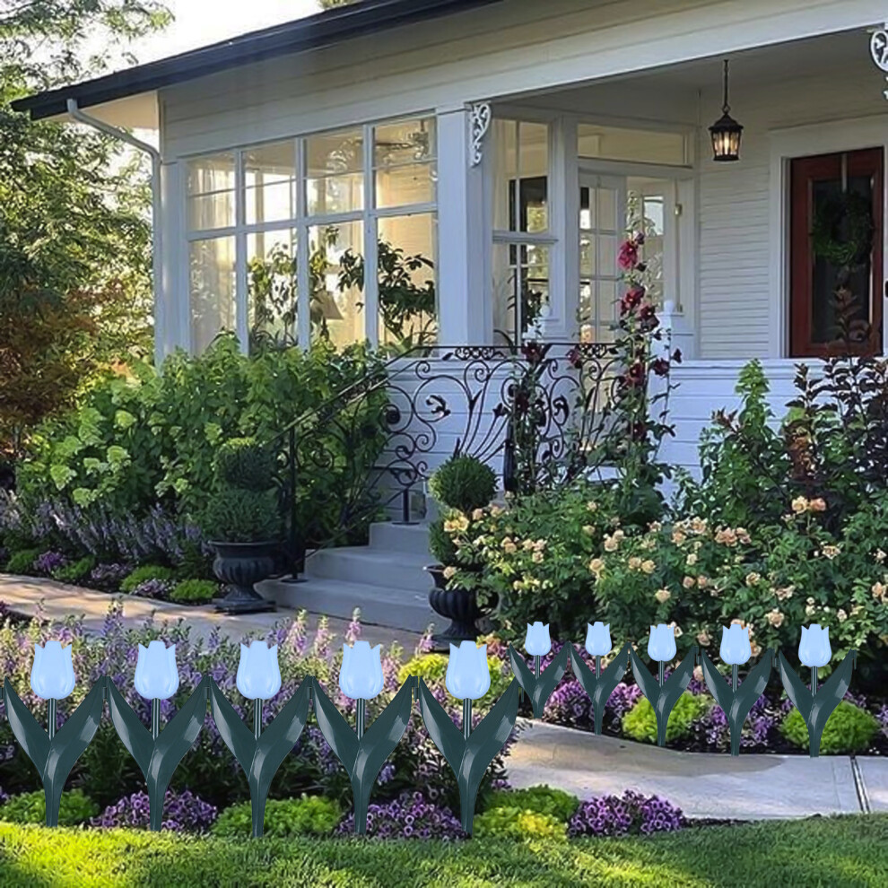 (Blue) Plastic Garden Fence Picket Fence Edgings Tulips Plant Outdoor Decoration For Lawns Flowerbeds Plant Borders Yard 7362803437692
