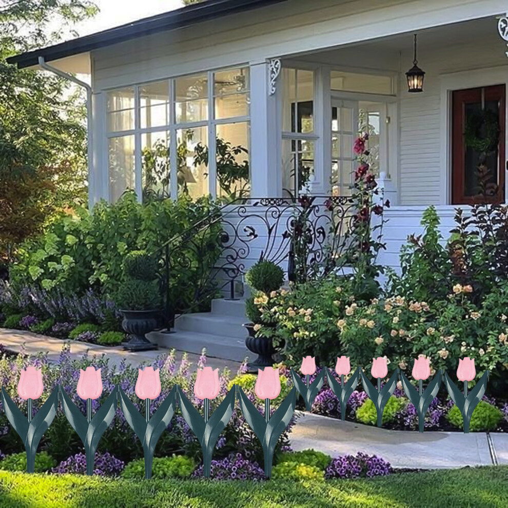 (Pink) Plastic Garden Fence Picket Fence Edgings Tulips Plant Outdoor Decoration For Lawns Flowerbeds Plant Borders Yard 7362803437593