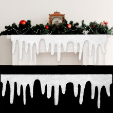 (White) 47.24x14.17in Fireplace Decoration Ice Sculpture Christmas Snow Blanket Artificial Snow Icicle