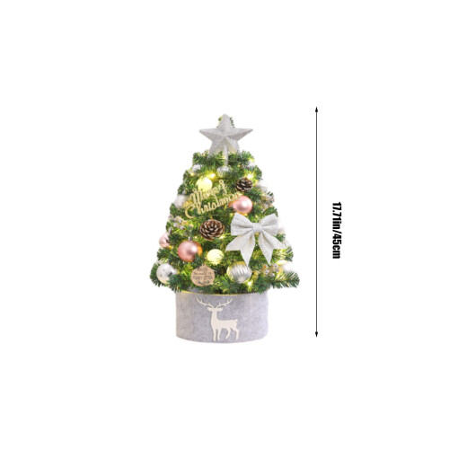 (Silver) Mini Christmas Tree Flocking White Christmas Tree Ornaments Small Encrypted Decoration Desktop 1