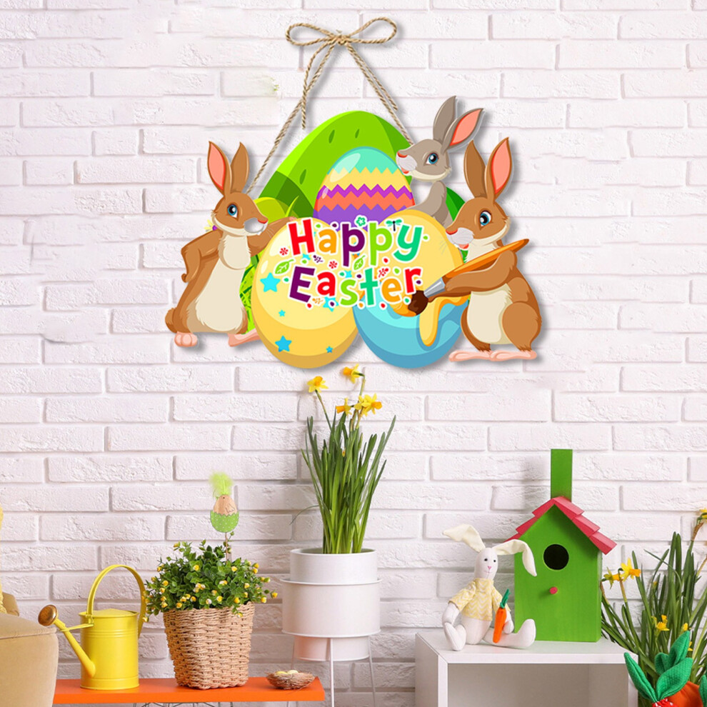(A) Easter Cute Rabbits Paper Door Hanging Party Scene Decoration Pendant Supplies Decoration Behind The Main Entrance Window Decoration-image-OPC-PJHBC2Z-NEW