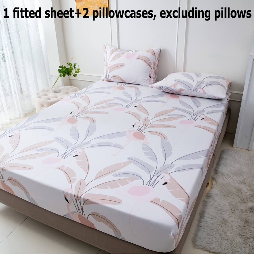 1 drap-housse + 2 taies d'oreiller sans noyau d'oreiller, polyester, trois pièces, lit combiné