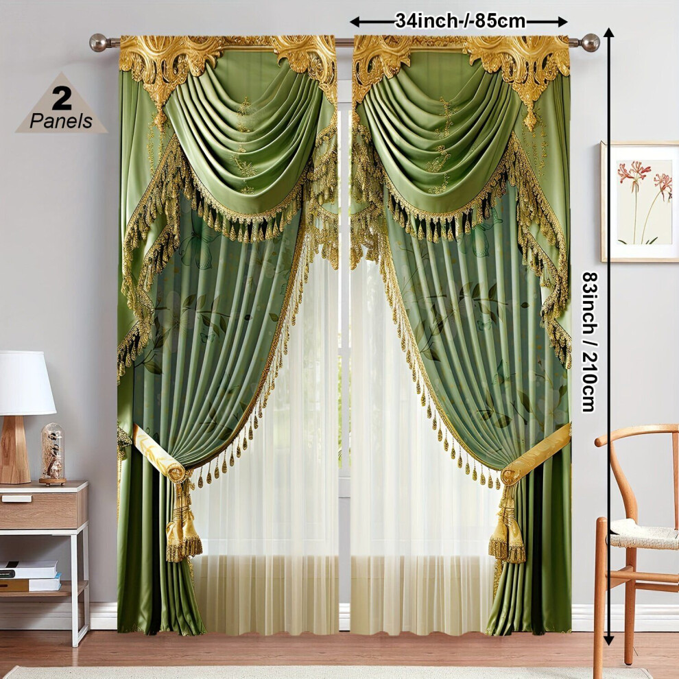 Rideaux élégants en velours pêche de style art déco - 2 pièces, motif de luxe européen, P86.