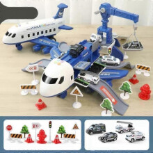 (Police Series) Kiddycorner Megaplane, Transportation Airplane Car Toy Set with Music and Light
