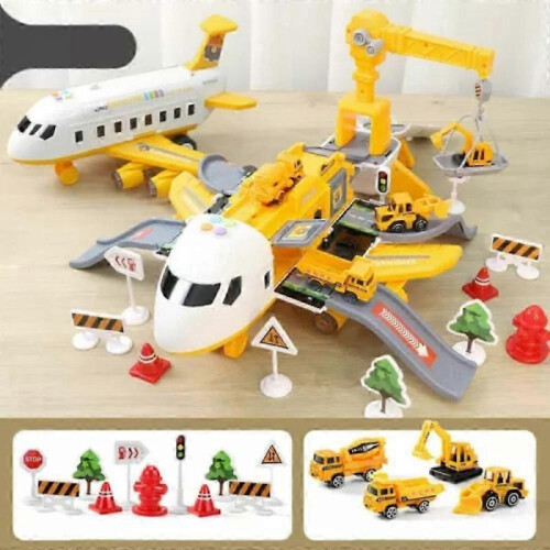 (Engineering Series) Kiddycorner Megaplane, Transportation Airplane Car Toy Set with Music and Light