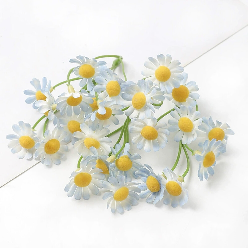 (Blue) 10 Mini Artificial Daisies Small Marguerite Flowers Fake Spring Flowers Decorative Imitation Flowers With Stems Home Decoration Variety-image-OPC-PJHBGNZ-NEW